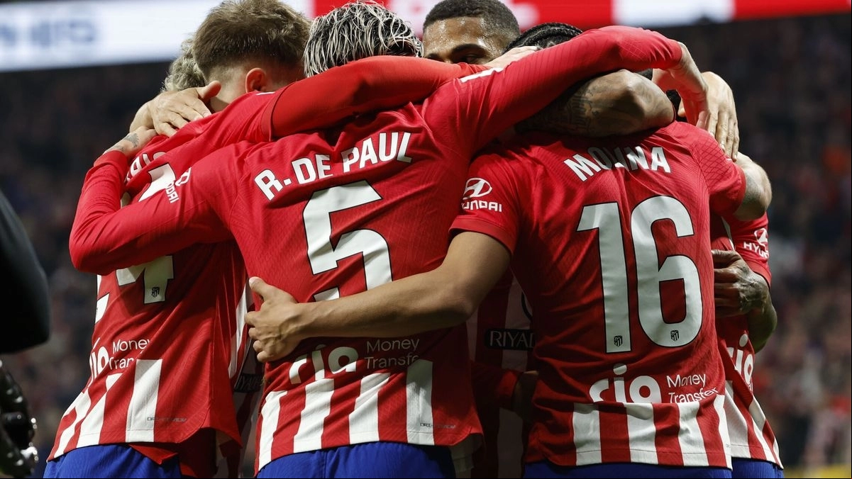 Los jugadores del Atlético de Madrid celebran un gol