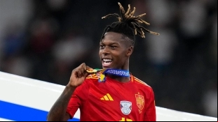 Nico Williams, jugador de la Selección Española de fútbol y del Athletic de Bilbao.