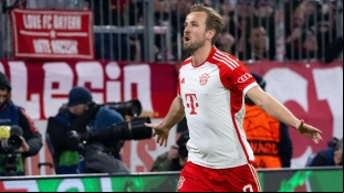 Harry Kane celebra un gol anotado con el Bayern de Múnich