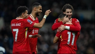 Los jugadores del Liverpool celebran un gol